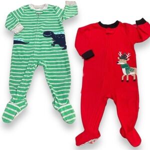Carter's Set of 2 One Piece Fleece Sleeper Pajamas Size 12M EUC